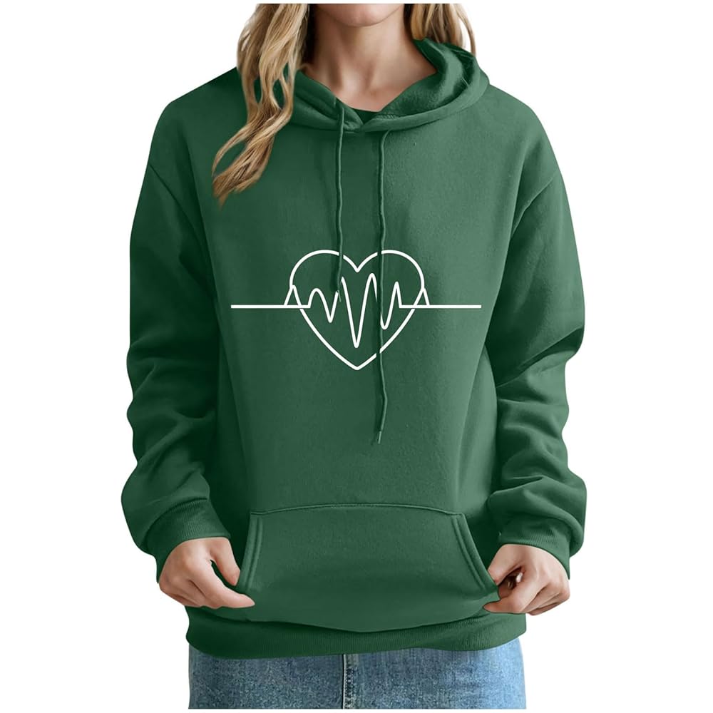トップス Nothing Written Paper loose fit pullover Amazon.com: Women's Heart Printed Drop Shoulder Hoodies